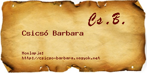 Csicsó Barbara névjegykártya